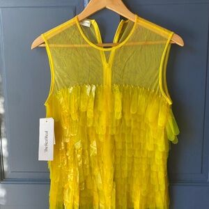 Dries Van Noten Centila Yellow Women's Shirt With Sequins, size 38, handmade